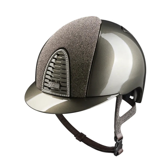 Luxury riding helmet with gold Swarovski crystals