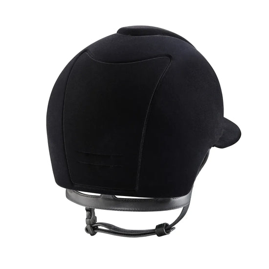 Rider wearing KEP velvet polo visor helmet