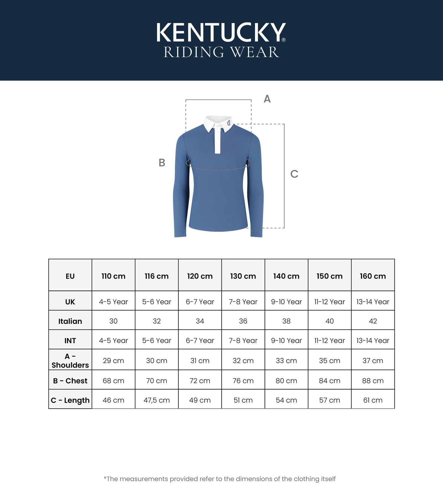 Kids long sleeve competition riding shirt for cooler conditions
