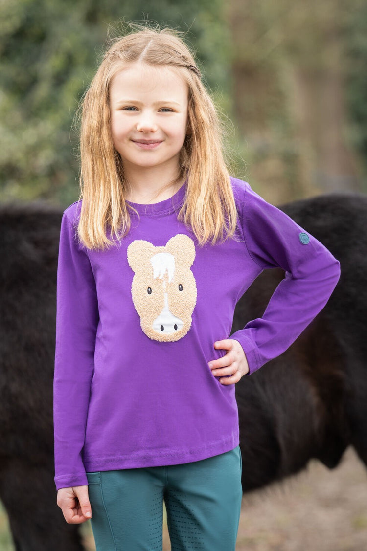 Kids riding shirt with decorative horse motif