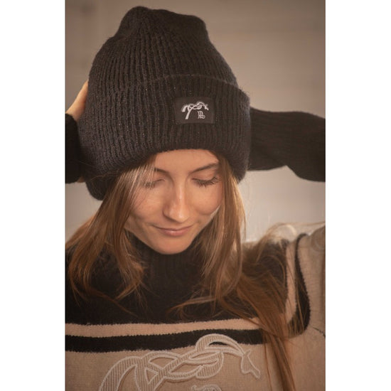 Knitted equestrian hat for stable and everyday winter wear