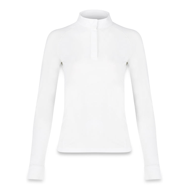 Ladies long-sleeve competition riding shirt with refined collar design