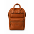 Leather backpack with rear attachment for a wheeled suitcase handle