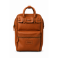 Leather backpack with rear attachment for a wheeled suitcase handle