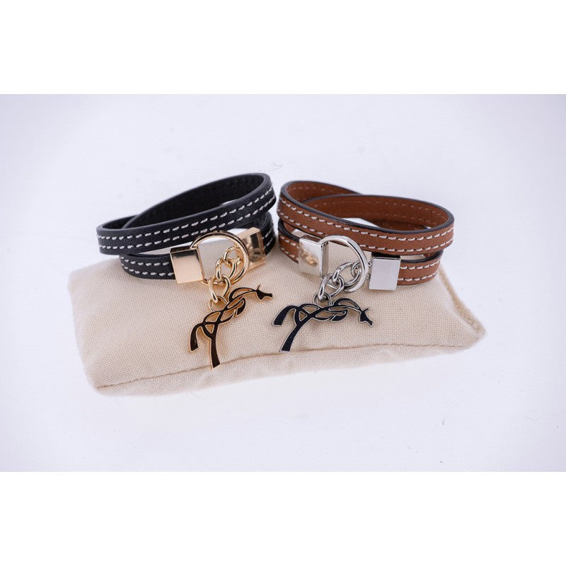 Horse rider leather bracelet for equestrians and horse lovers.