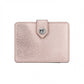 Leather card holder with secure snap-button closure