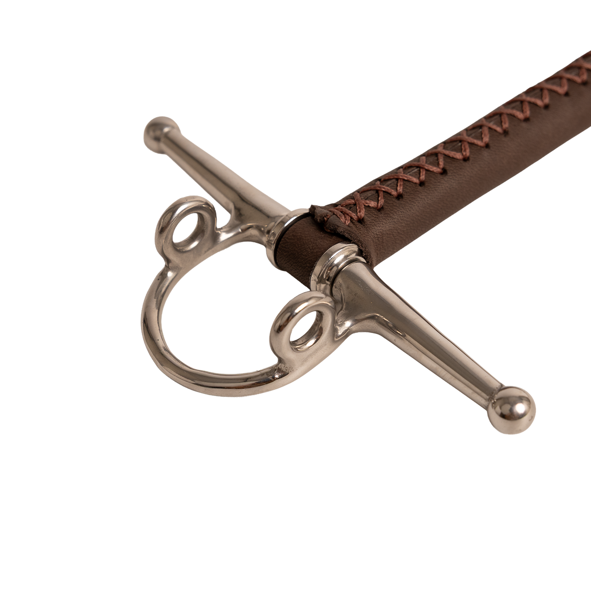 Leather horse bit with extended cheeks for directional support