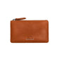 Leather pouch with top zip closure and decorative stud details