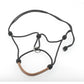 Leather reinforced horse halter with contrasting stitching.
