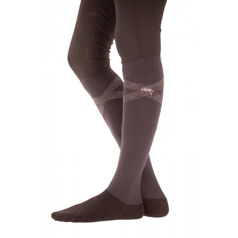 Lightweight equestrian riding socks designed for comfortable everyday wear in riding boots.