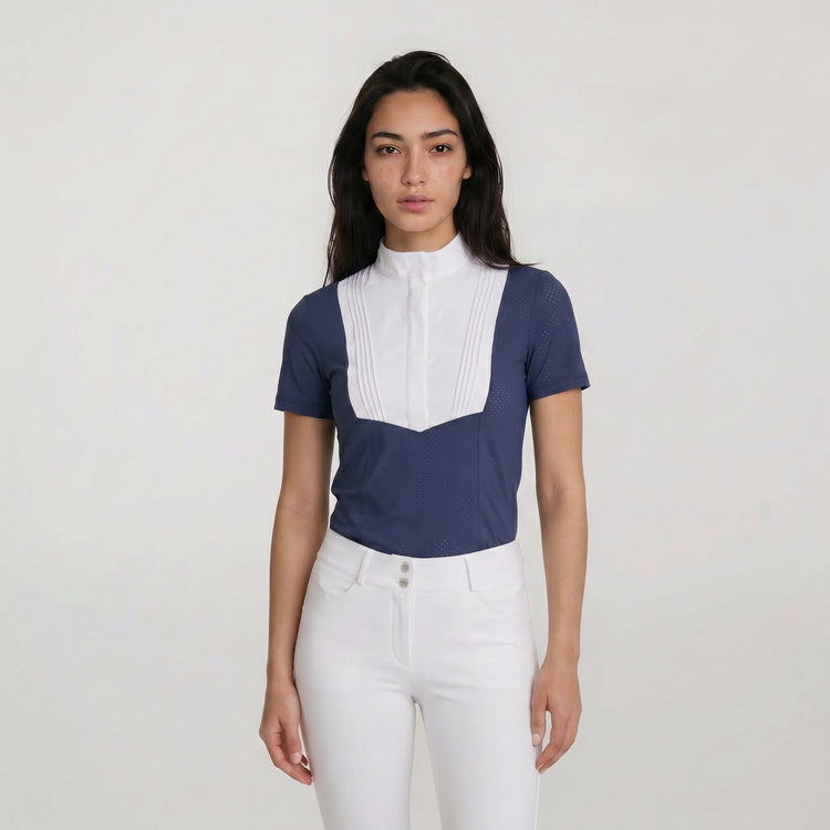 Lightweight summer equestrian show shirt with short sleeves