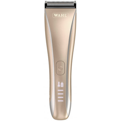 Lithium-ion grooming clipper with ergonomic construction