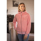 Long hooded sweatshirt jacket with full-length front zip