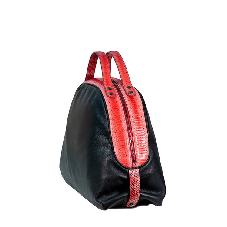 red KEP Serpente Verde leather bag