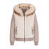 Off-white teddy fleece jacket with contrasting taupe details