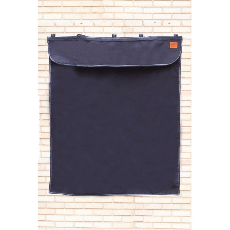 Horse stall curtain with hook-and-loop fastenings