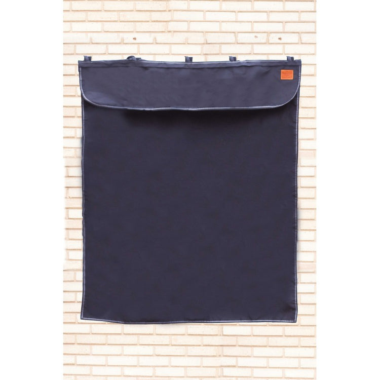 Horse stall curtain with hook-and-loop fastenings