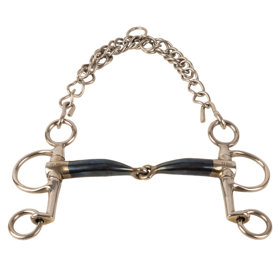 Pelham horse bit with short shanks for easily regulated leverage