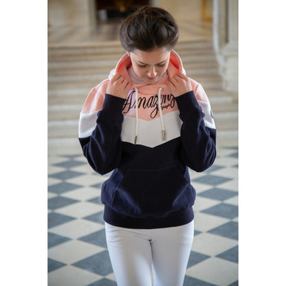 Penelope Artémis fleece hoodie for women with a three-colour block design.