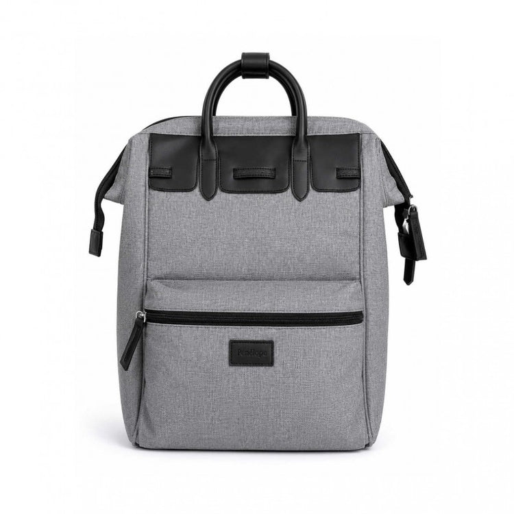 Penelope Backy backpack with embossed logo patch and decorative stitching