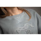 Penelope Bianca sweatshirt with subtle tone-on-tone embossed logo across the front.