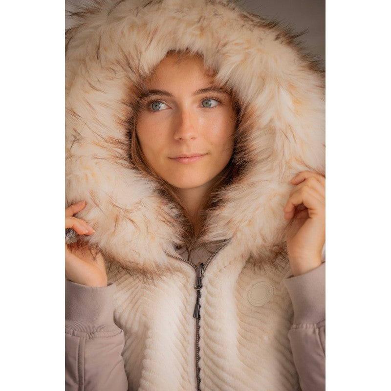 Penelope Bomber Jacket Lyon Reversible in taupe and off white