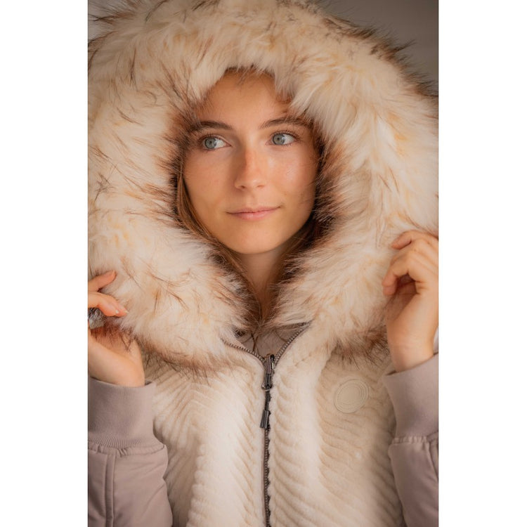 Penelope Bomber Jacket Lyon Reversible in taupe and off white
