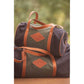 Penelope Bowling Bag Canvas with classic rounded shape, leather handles and elegant tricolour design.