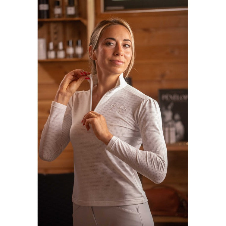 Penelope Bruges Mesh breathable riding shirt with lightweight mesh construction for enhanced airflow.