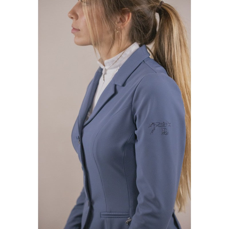 Ladies show jacket with zip in blue