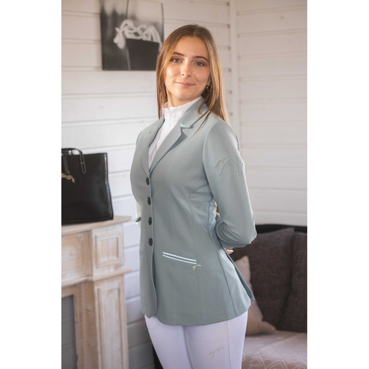 Penelope Show Jacket Calistrass competition jacket with glitter collar green