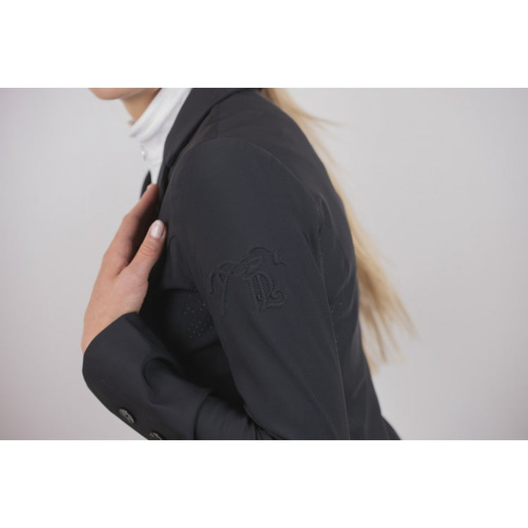 Penelope Calistus stretch riding jacket with perforated side panels for improved ventilation.