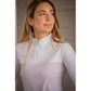 Penelope Debbie equestrian show polo with straight white bib and refined white trim.