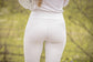 Penelope Delphe riding leggings with perforated mesh lower legs for enhanced breathability.
