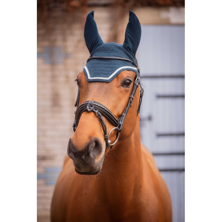 Penelope ear bonnet with logo on the ear