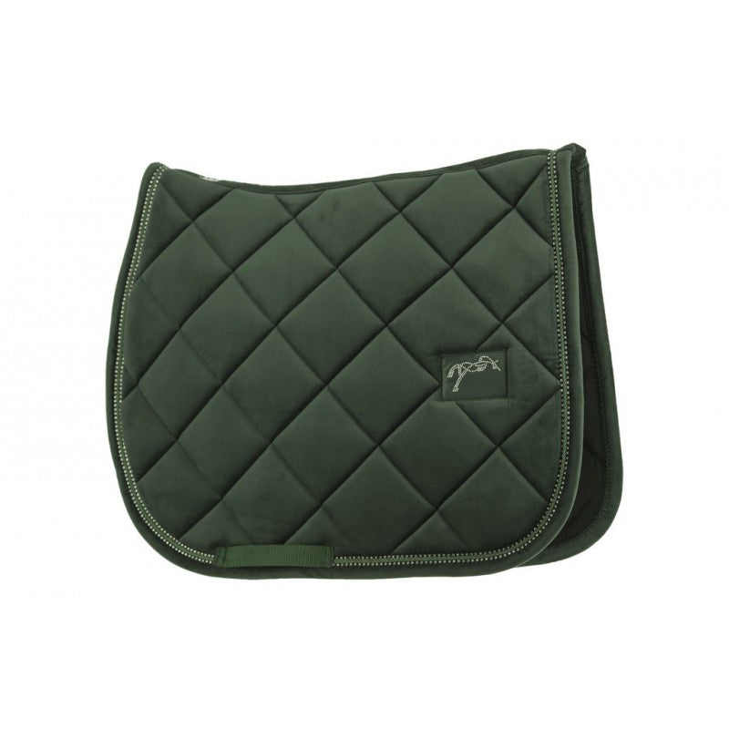 Penelope diamond quilted saddle pad with crystals and decorative edging.