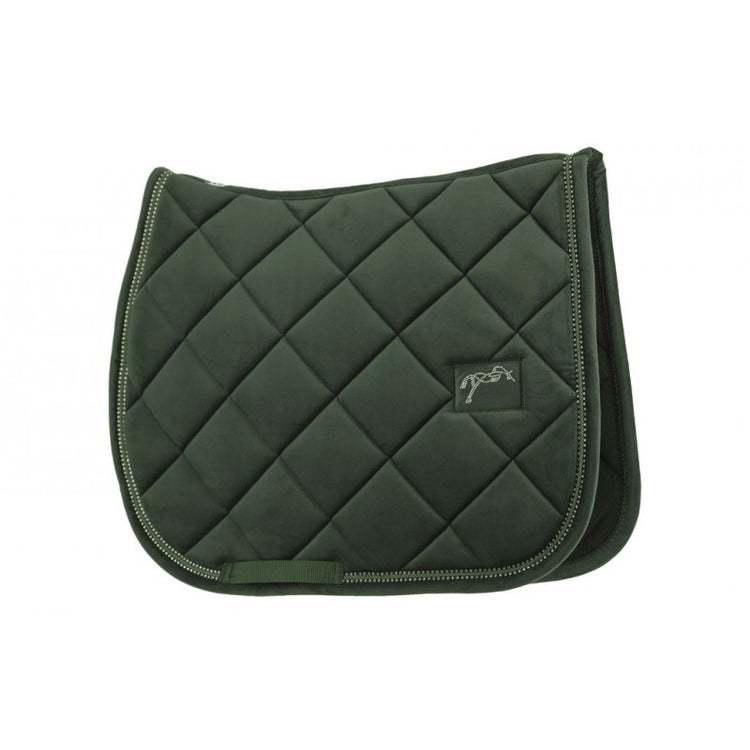 Penelope diamond quilted saddle pad with crystals and decorative edging.