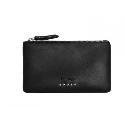 Penelope Fifi cowhide leather pouch with leather zip pull