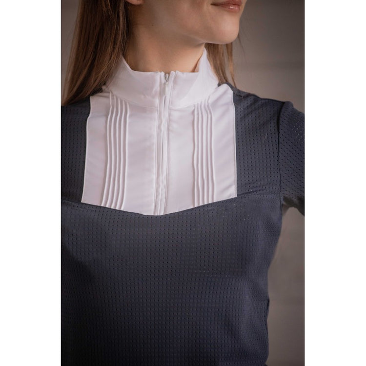 Short sleeve equestrian show shirt with mesh fabric