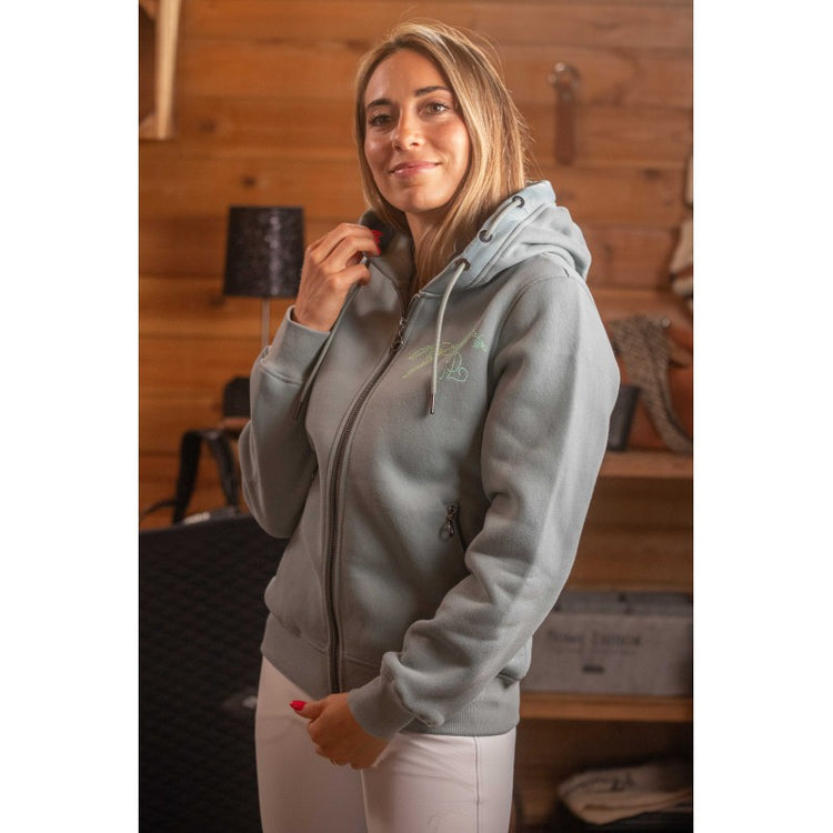 Penelope Fluore rhinestone hoodie with a comfortable design for riding and everyday wear.
