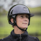 Penelope x Freejump Riding Helmet with long polo visor and lightweight equestrian design.