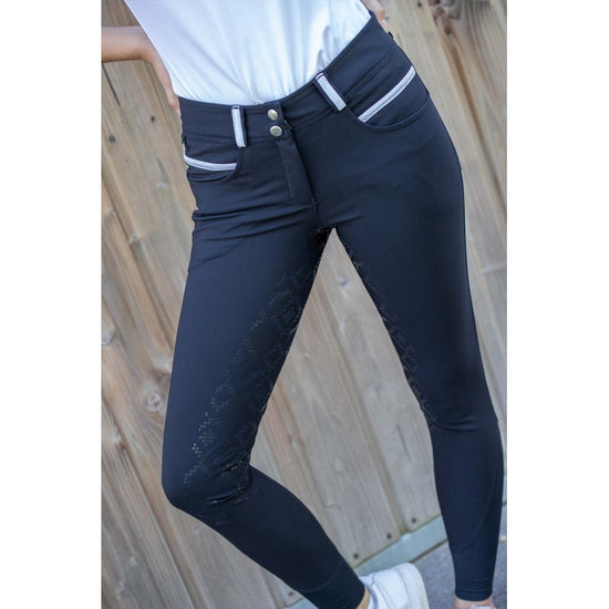 Penelope Fun Black Full Seat Breeches for women with soft silicone grip