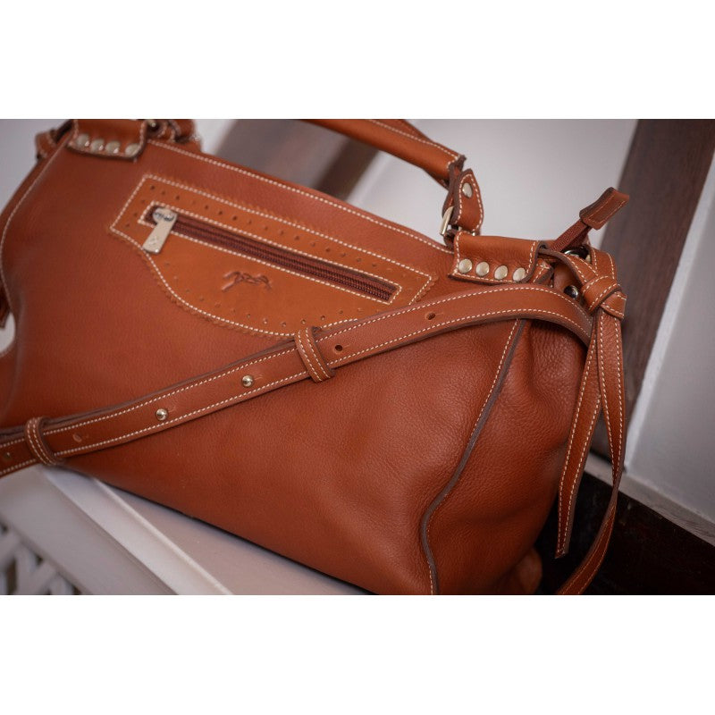 Penelope Handbag Chokly with front zipped pocket and embossed wordmark