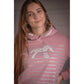 Penelope Ikona hoodie with white bouclé logo embroidery and refined silver round drawstring.