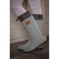 Penelope Jessica waterproof boots in Light Green with black drawstring cuff, lugged sole and logo details.