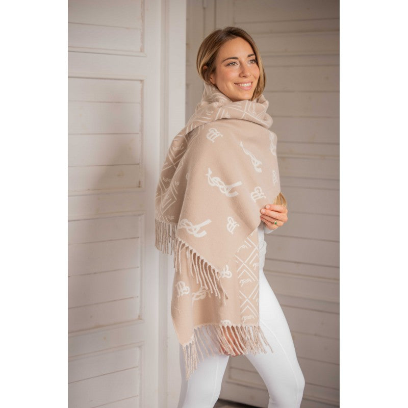 Penelope Lana Scarf with ultra-soft fabric, fringed edges and elegant signature patterns.