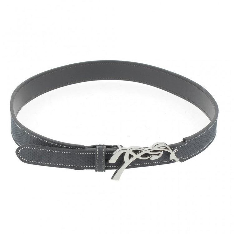 Penelope leather belt with distinctive logo clasp in stainless steel.