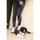 Penelope leather and rubber dog lead with contrasting cream stitching and patent finish.