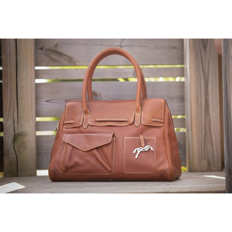 Leather equestrian handbag