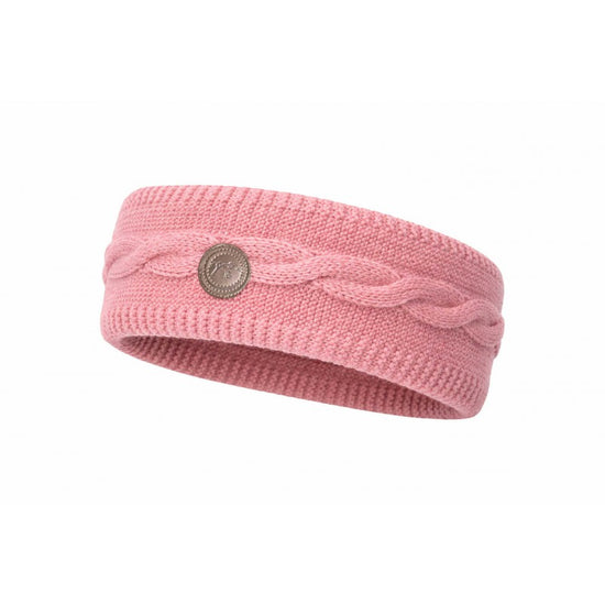Penelope Mel Kids winter headband with cosy fleece lining and small faux leather logo patch.